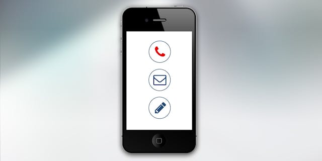 Phone screen with contact icons